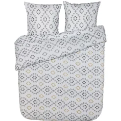 Parure de lit 2 places blanc motif afro géo