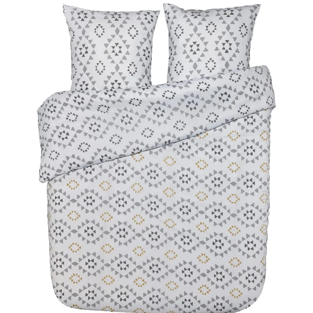Parure de lit 2 places blanc motif afro géo