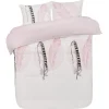 Parure de lit 2 places blanche plumes rose 220x240 cm