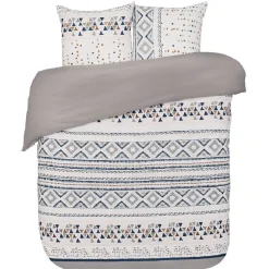 Parure de lit 2 places blanche géo africain 220x240 cm
