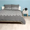 Parure de lit 2 places Dentella gris et blanc