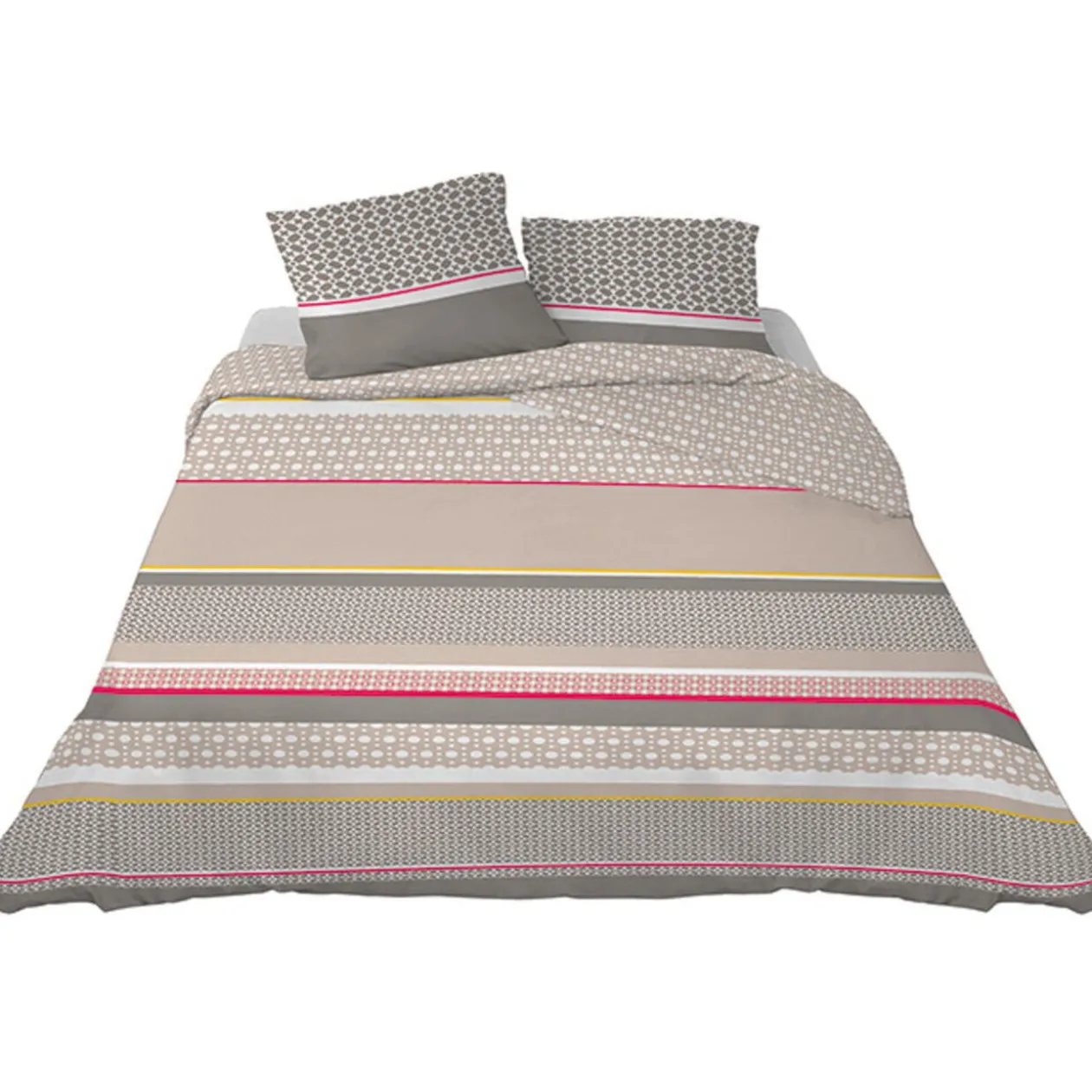 Parure de lit 2 places design rayures et divers motifs