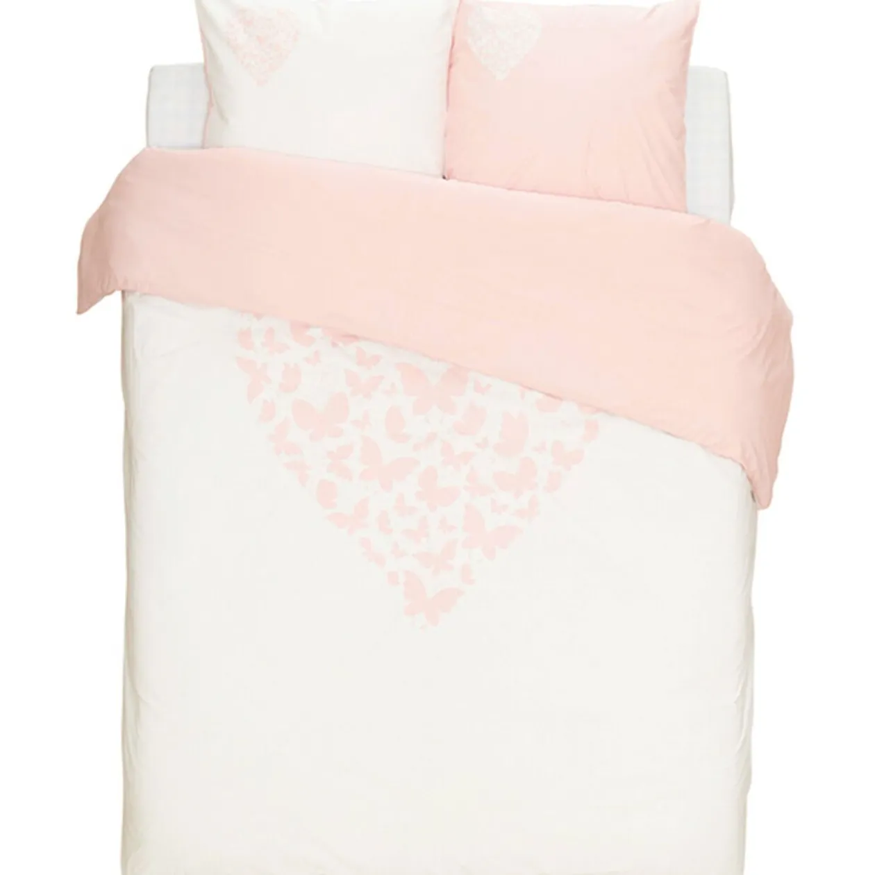 Parure de lit 2 places design coeur de papillons