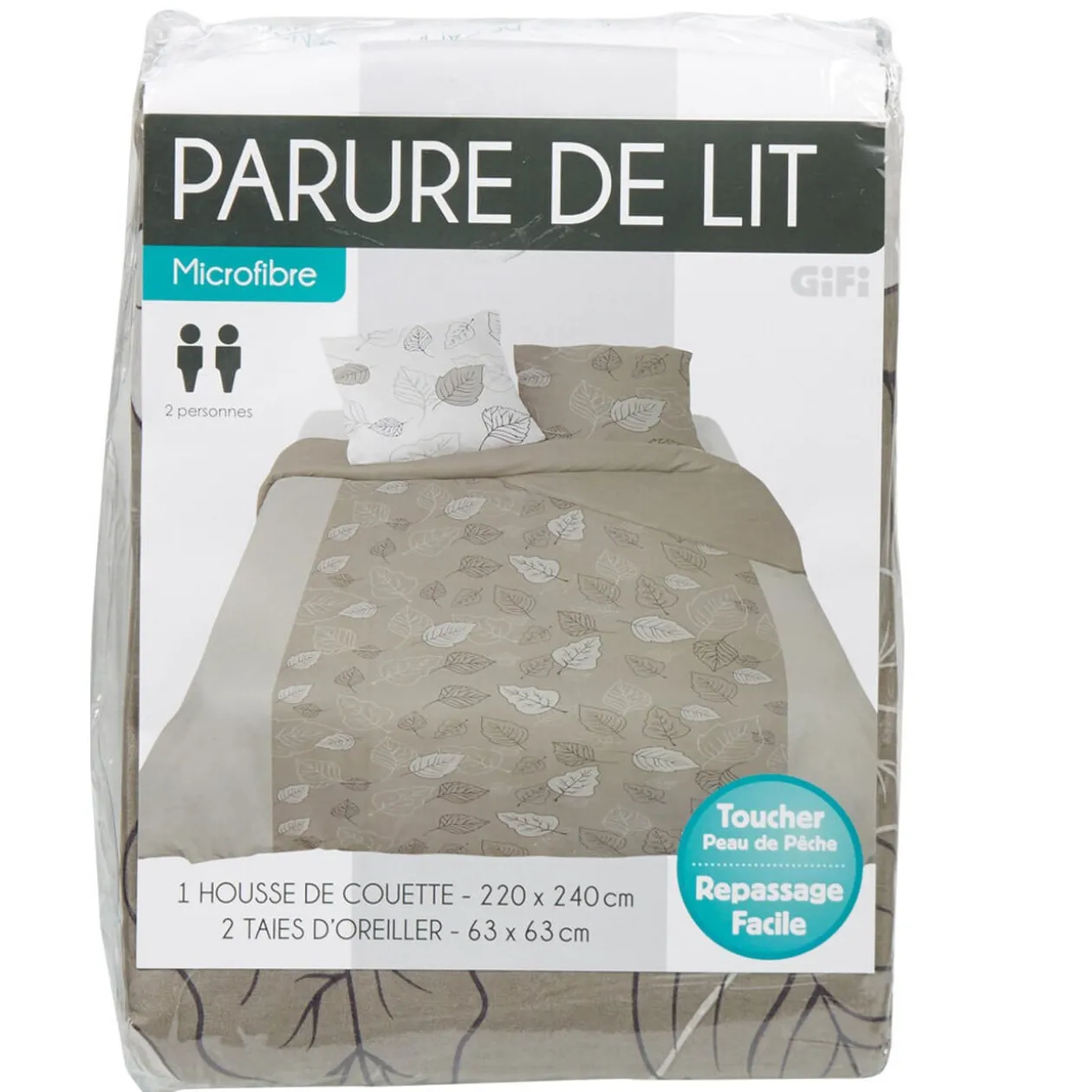 Parure de lit 2 places design feuilles