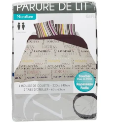 Parure de lit 2 places design noms de villes