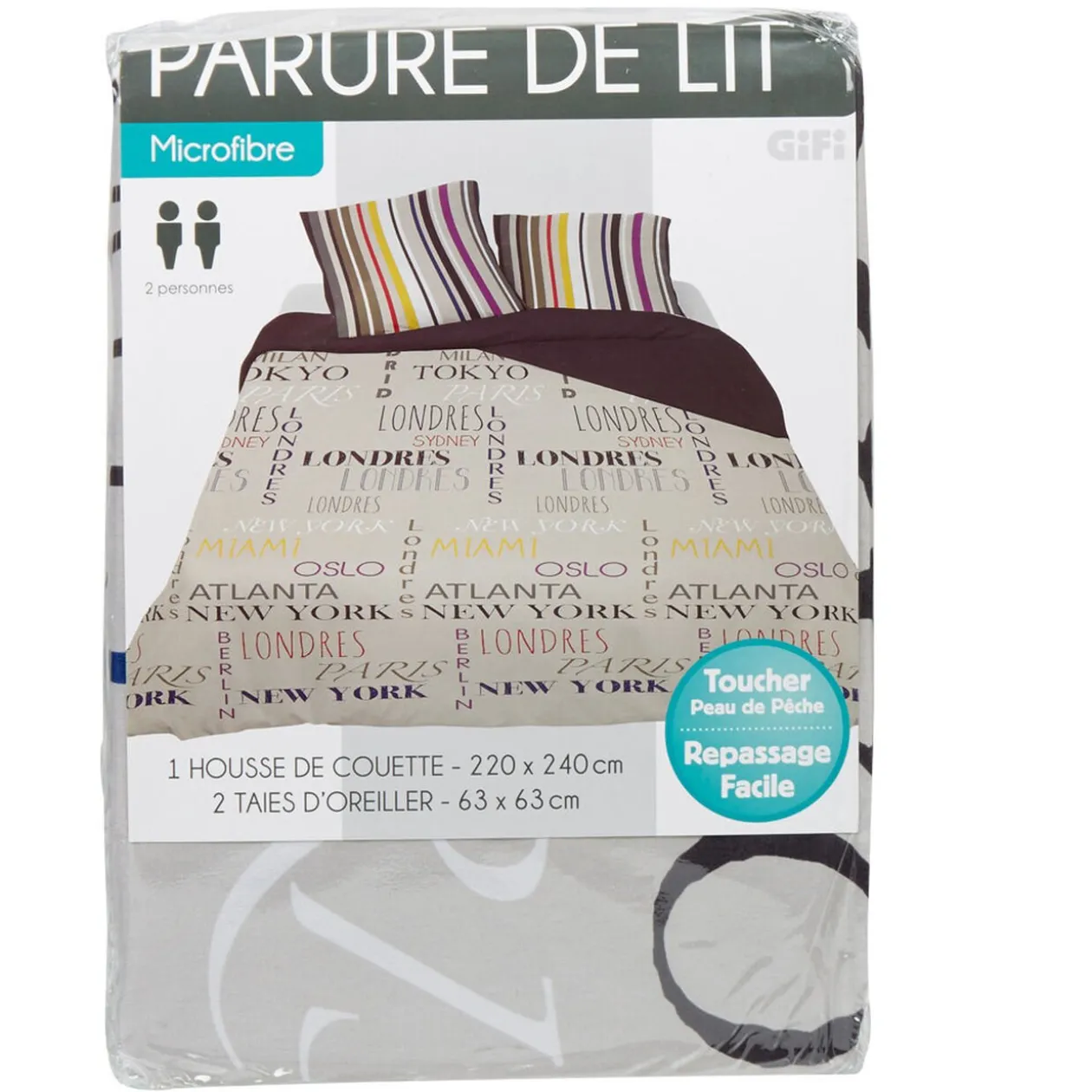 Parure de lit 2 places design noms de villes