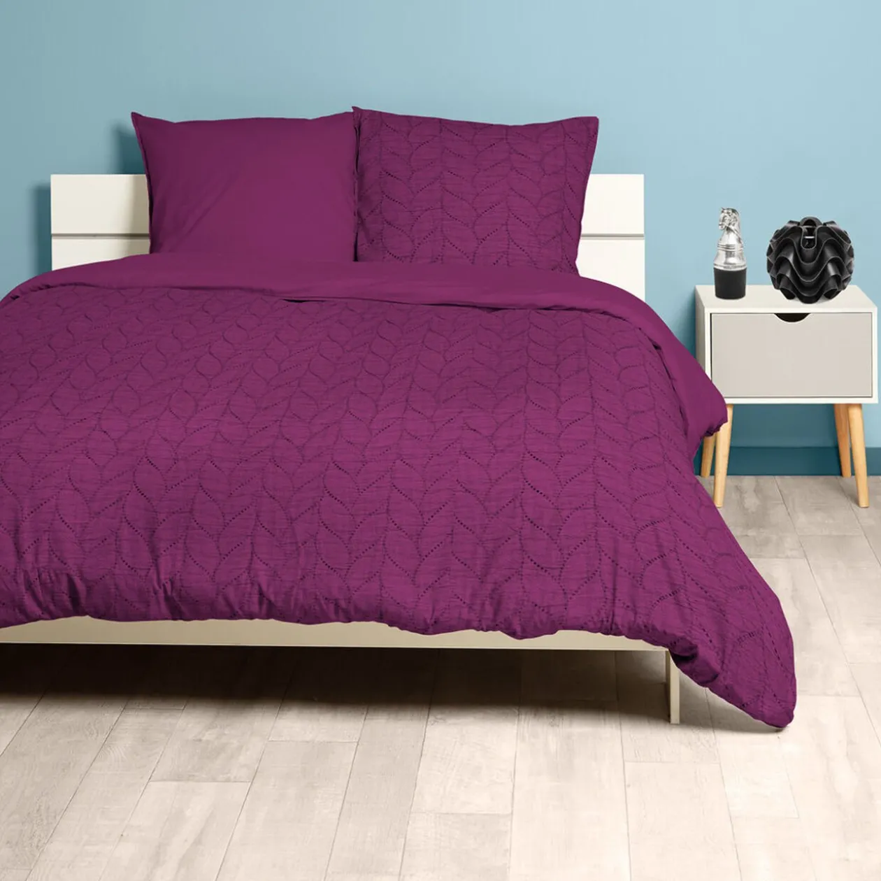 Parure de lit 2 places dessus matelassé prune 220x240 cm