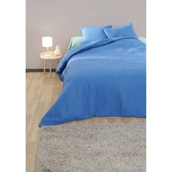 Parure de lit 2 places dessus matelassé bleu 240x260 cm