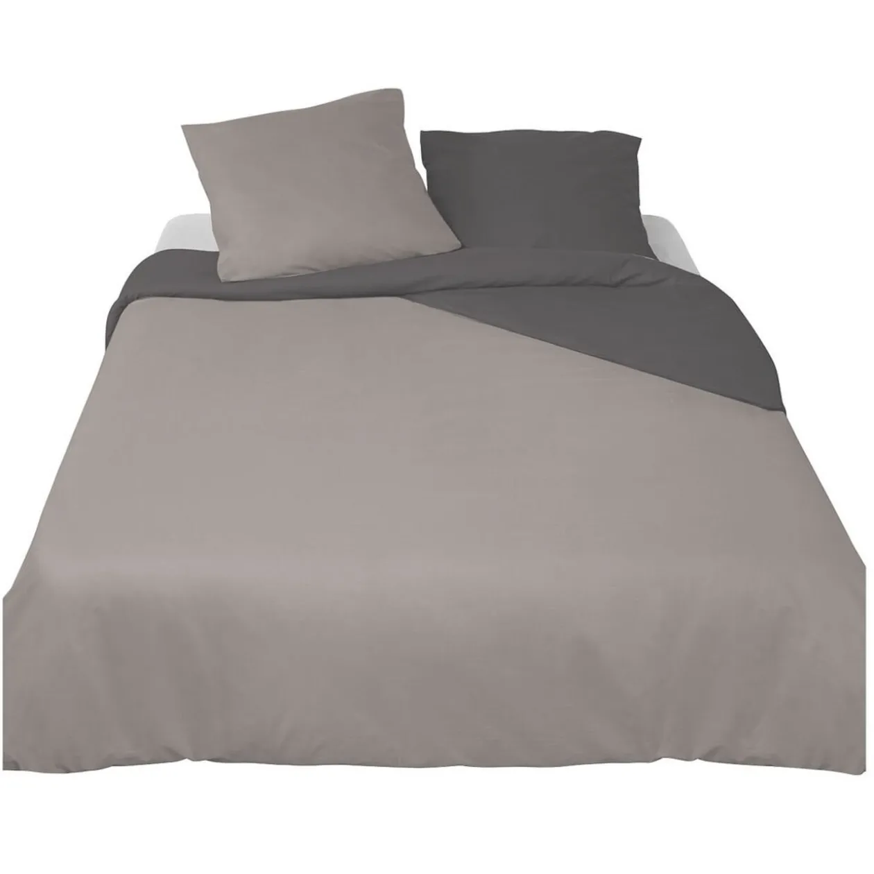 Parure de lit 2 places gris clair et foncé