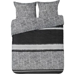 Parure de lit 2 places imprimée style aztèque noir et blanc