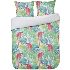 Parure de lit 2 places imprimée tropical perroquet multicolore