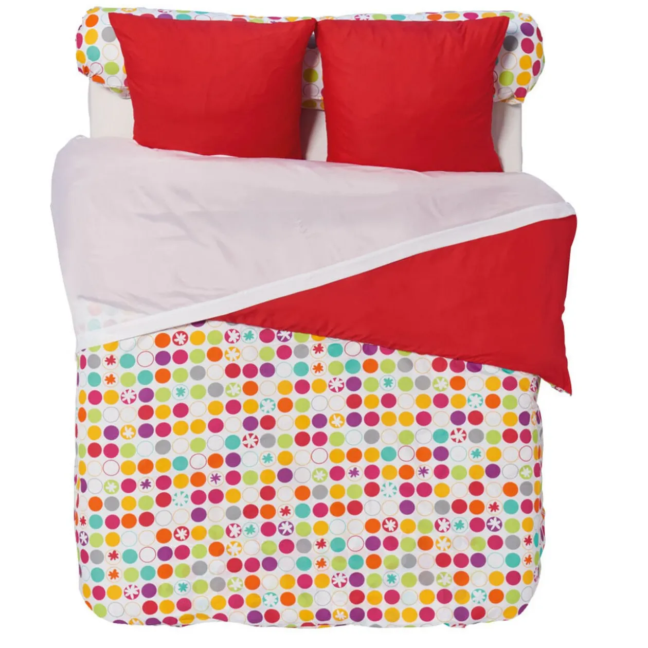 Parure de lit 2 places motif pois multicolores