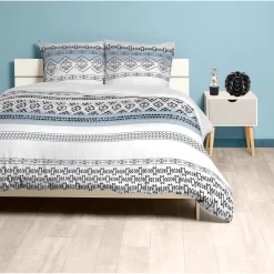 Parure de lit 2 places motifs rayures et losanges