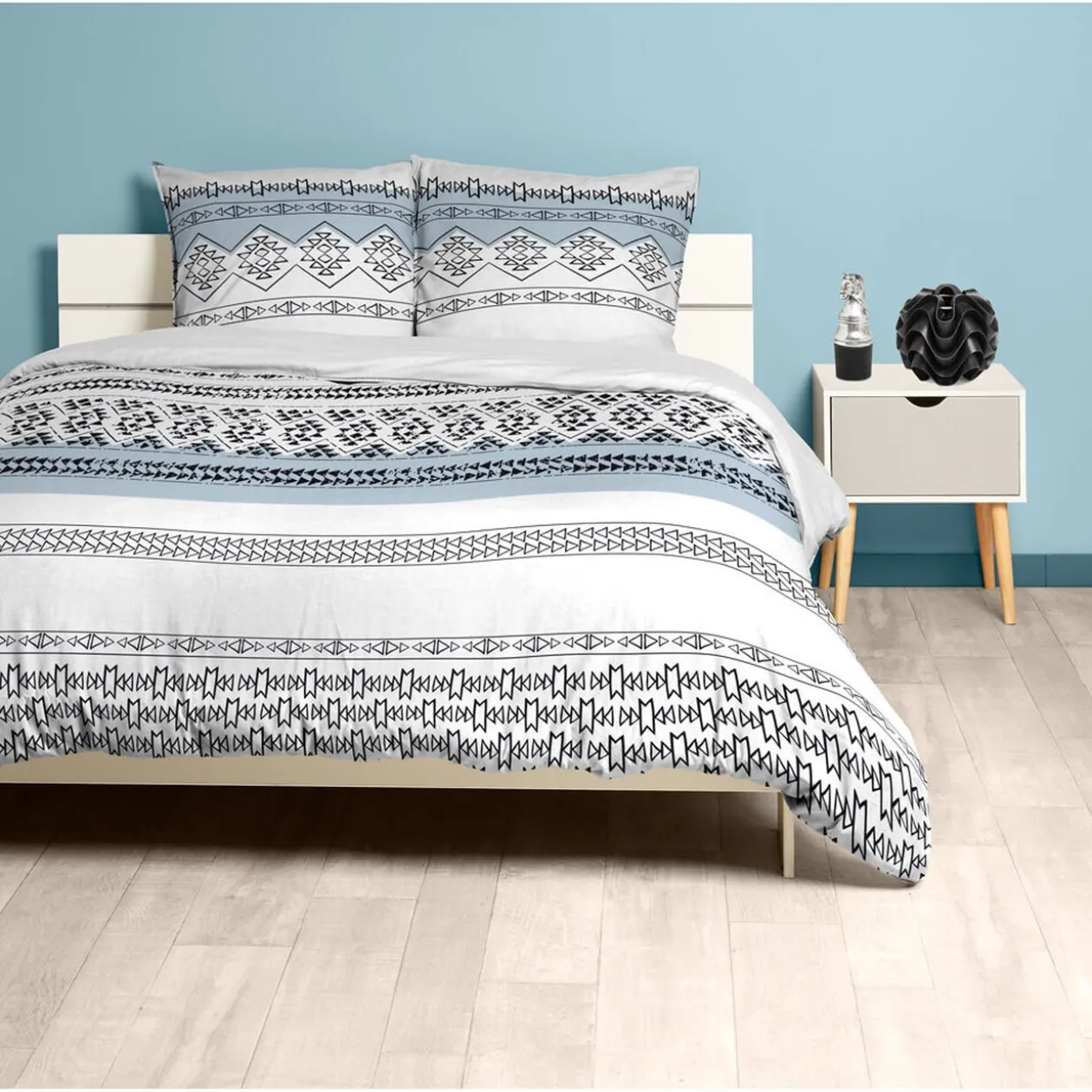 Parure de lit 2 places motifs rayures et losanges