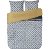 Parure de lit 2 places motifs carreau de ciment bleu jaune