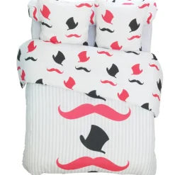 Parure de lit 2 places Moustache rose noire