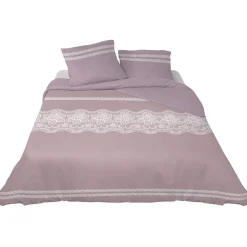 Parure de lit 2 places rose à dentelle