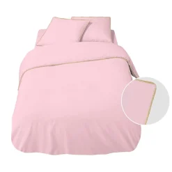 Parure de lit 2 places rose finition galon doré