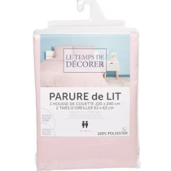 Parure de lit 2 places rose finition galon doré