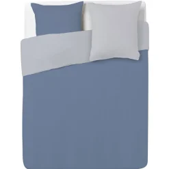 Parure de lit 2 places réversible gris et bleu 220x240cm