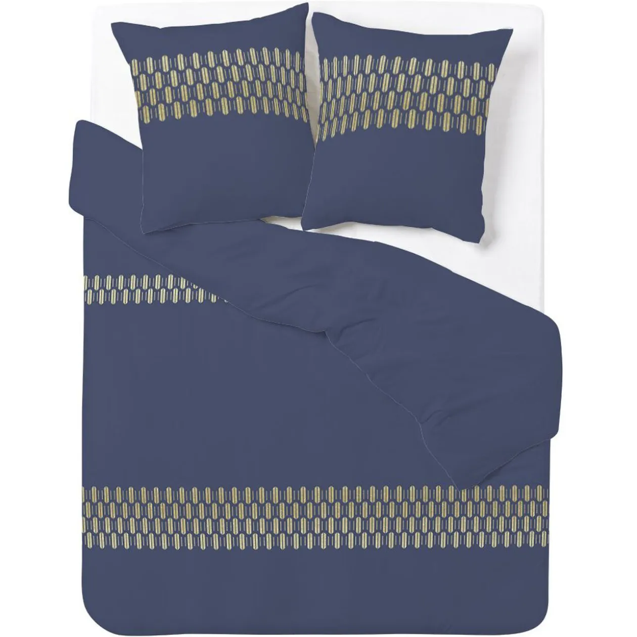 Parure de lit 2 places 240x220 cm réversible imprimé feuillage doré