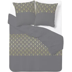 Parure de lit 2 places 240x220 cm réversible imprimé feuillage doré