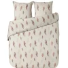 Parure de lit beige Folk motif plumes rose 220x240 cm