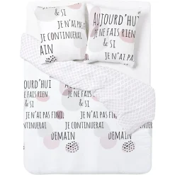 Parure de lit blanc L240X220 cm et 2 taies d'oreiller