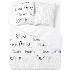 Parure de lit blanc L240X220 cm et 2 taies d'oreiller