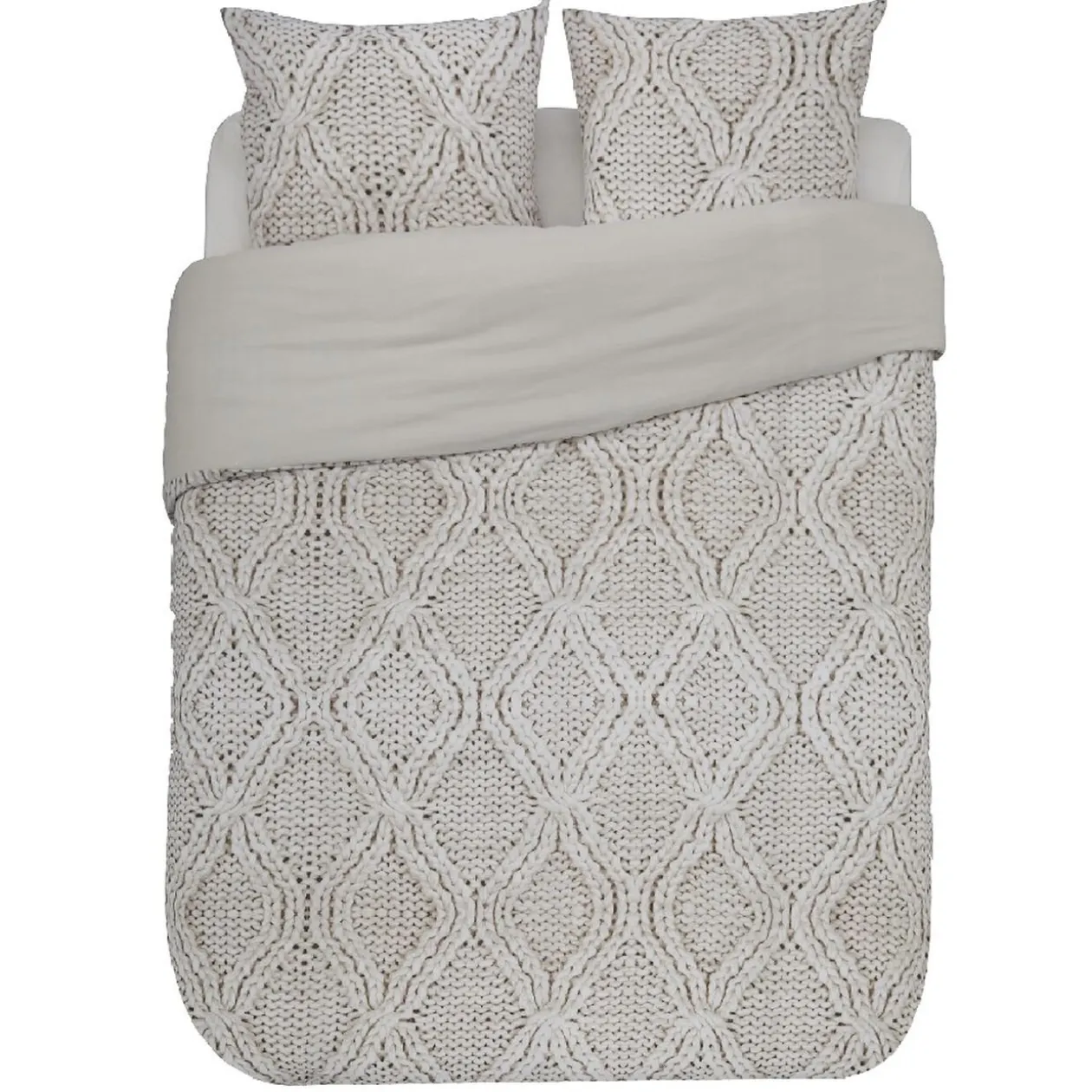 Parure de lit blanche imprimée effet tricot 220x240 cm
