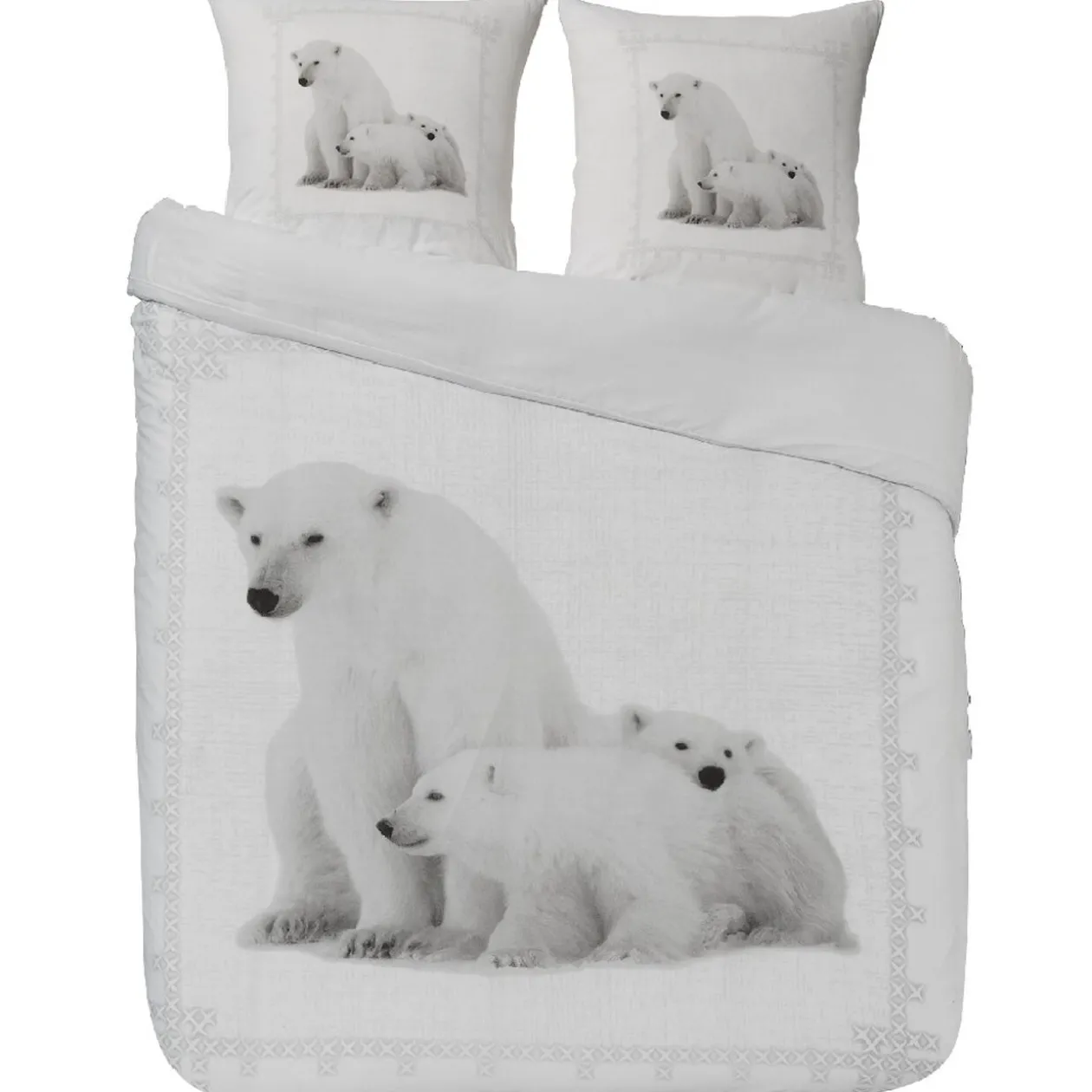 Parure de lit blanche imprimée ours blancs 220x240 cm