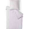 Parure de lit blanche rayure rose pâle verticale 1 personne