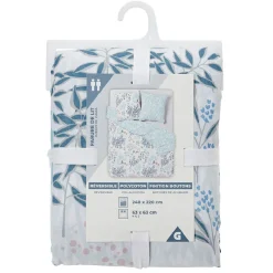 Parure de lit bleue L240X220 cm et 2 taies d'oreiller