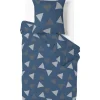 Parure de lit bleue motifs triangles gris 1 personne