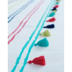 Parure de lit Caraïbes blanc finition pompons multicolores 240x220 cm