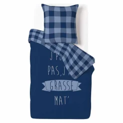 Parure de lit City Boy motifs quadrillés bleus 1 personne