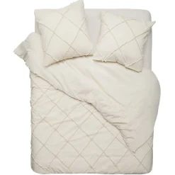 Parure de lit coton tufté beige 240x220cm