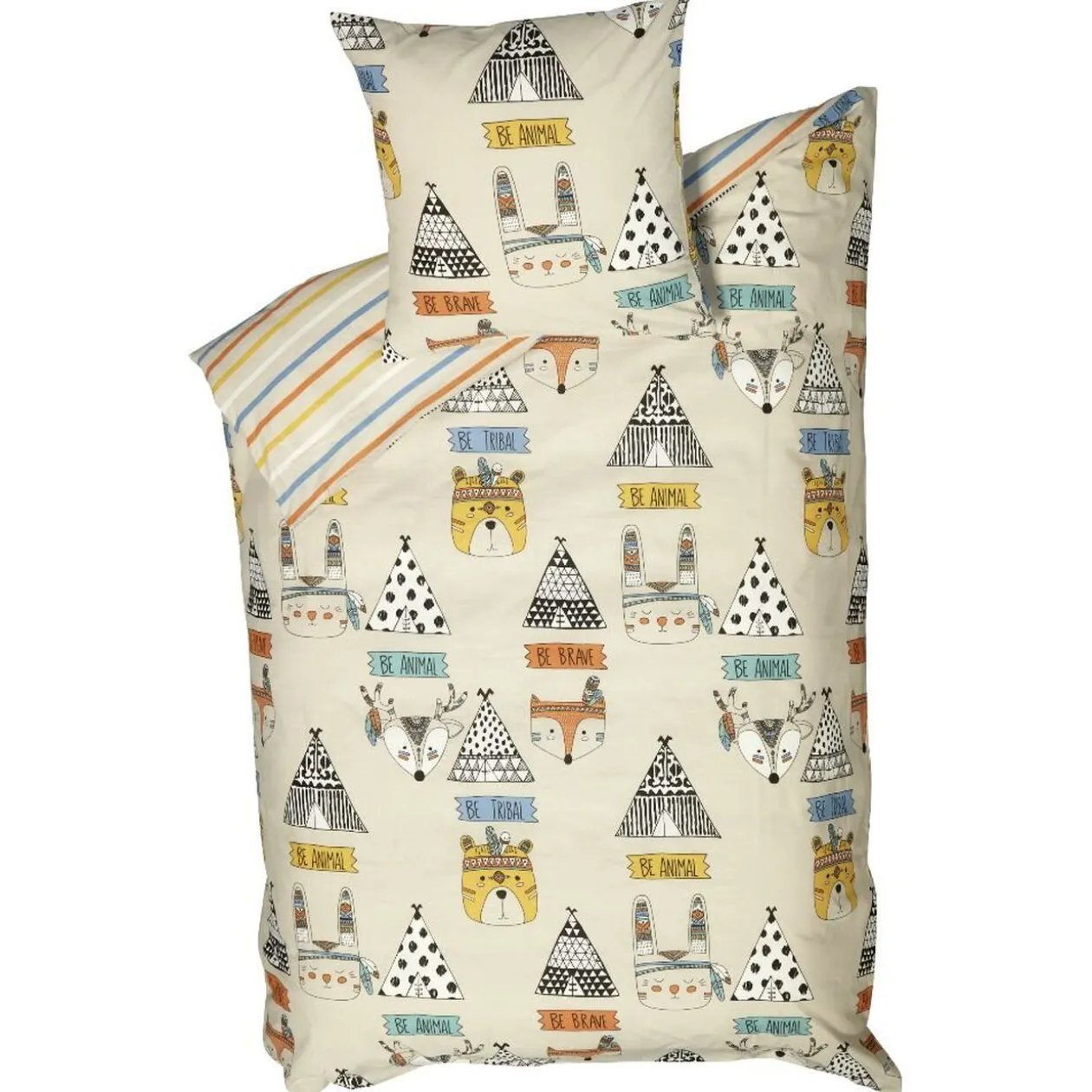 Parure de lit en coton motif animaux indiens 140x200 cm