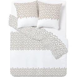 Parure de lit en coton motif fleur taupe 220x240 cm