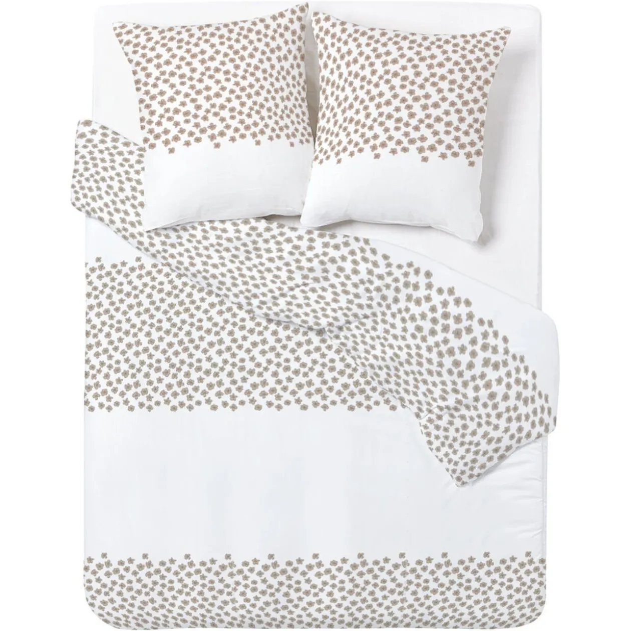 Parure de lit en coton motif fleur taupe 220x240 cm