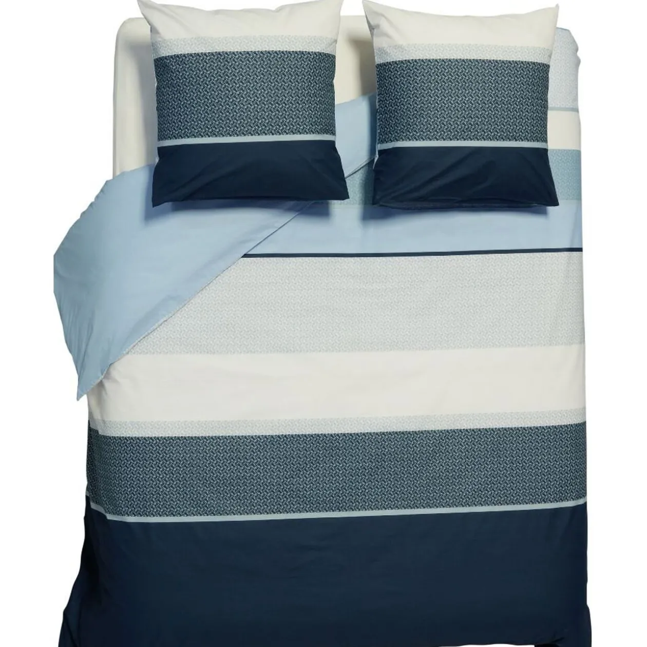 Parure de lit en coton motif rayures bleues 220x240 cm