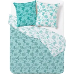 Parure de lit en polycoton motif plantes 240x220 cm