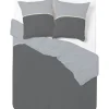 Parure de lit grise bicolore motif frise horizontale