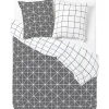 Parure de lit grise et blanche motif géométrique 2 personnes