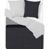 Parure de lit grise et noire motifs triangles 1 face blanche