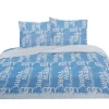 Parure de lit housse de couette taies New York blanc bleu