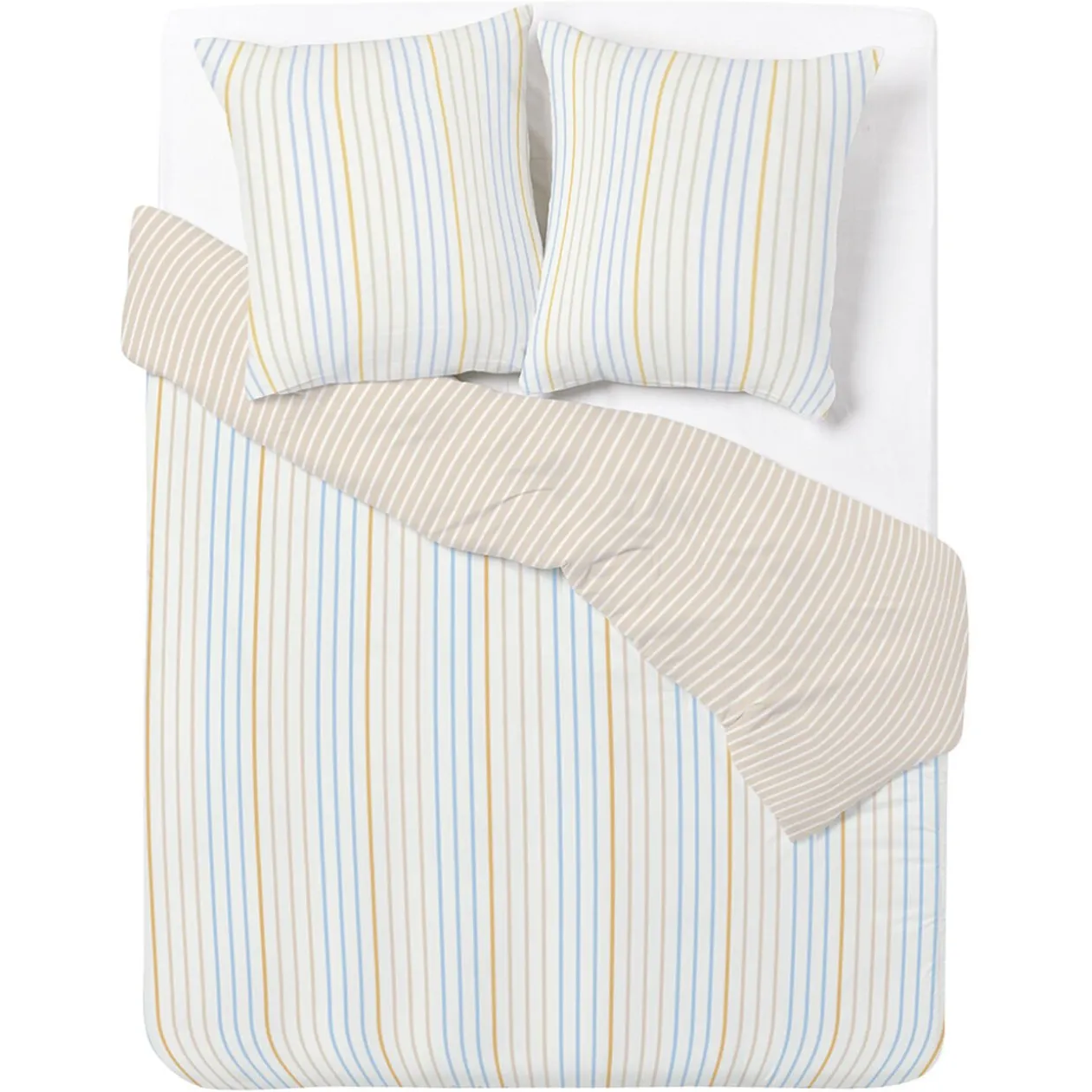 Parure de lit réversible 2 places 240x220cm polycoton motif rayure