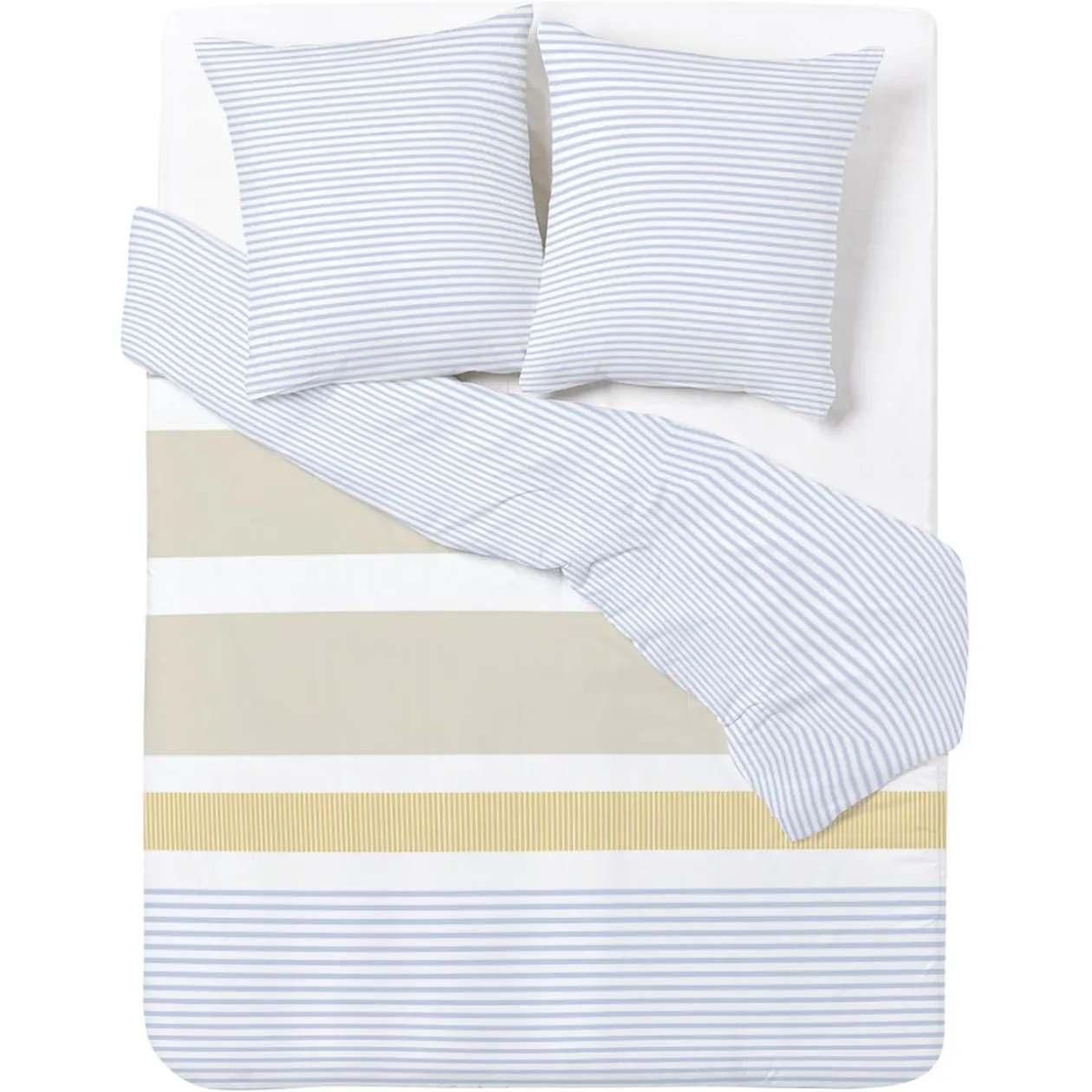 Parure de lit réversible 2 places 240x220cm polycoton motif rayure