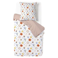 Parure de lit réversible 1 personne 100% coton 140x200cm