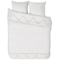 Parure de lit tufté unie gris clair 2 personnes